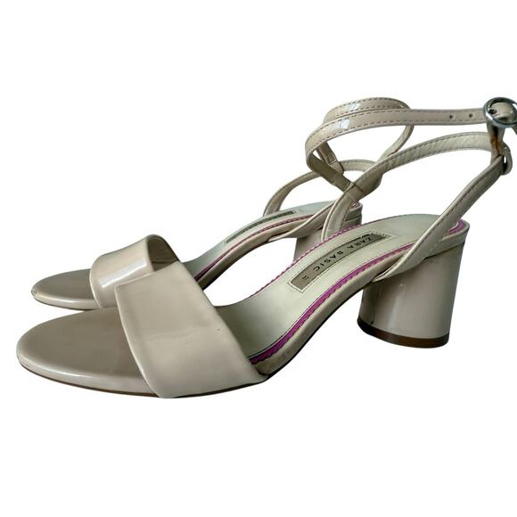 ZARA Cream Patent Leather Sandals | Round Block Heel | Size 6.5 - Picture 4 of 11